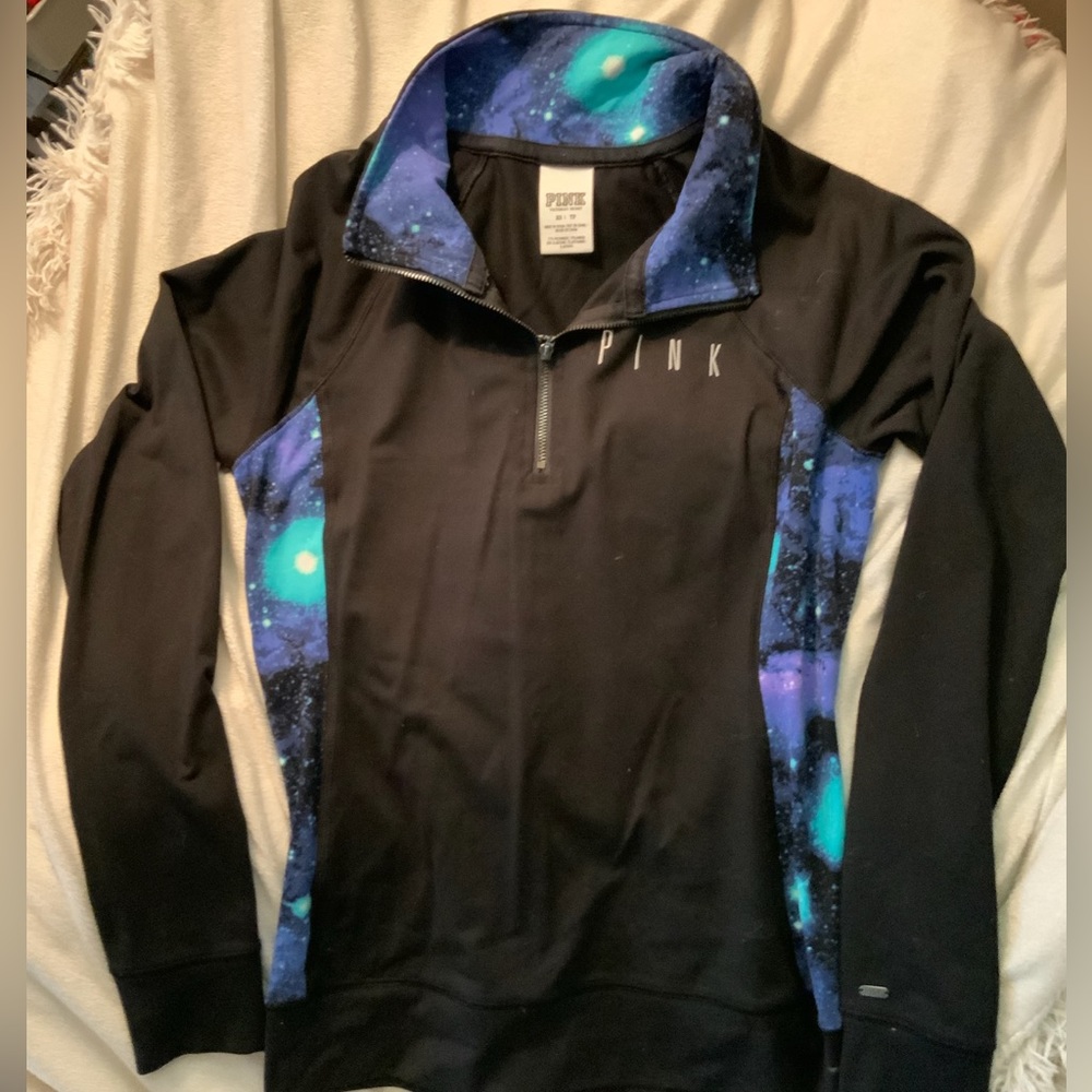 Black Victorias Secret Pink quarter zip pullover sz XS